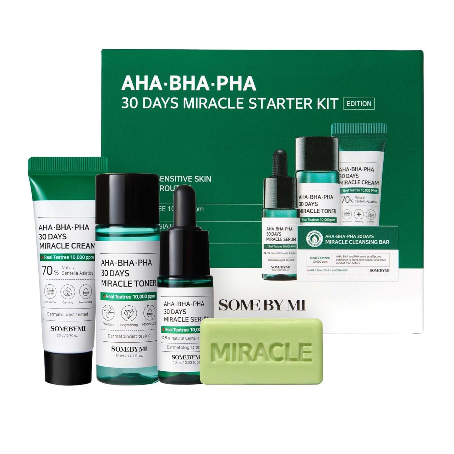 AHA BHA PHA® - 30Days Starter Kit - (Toner 30ml, Serum 10ml, Cream 20ml, Cleansing Bar 20g)