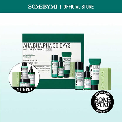 AHA BHA PHA® - 30Days Starter Kit - (Toner 30ml, Serum 10ml, Cream 20ml, Cleansing Bar 20g)