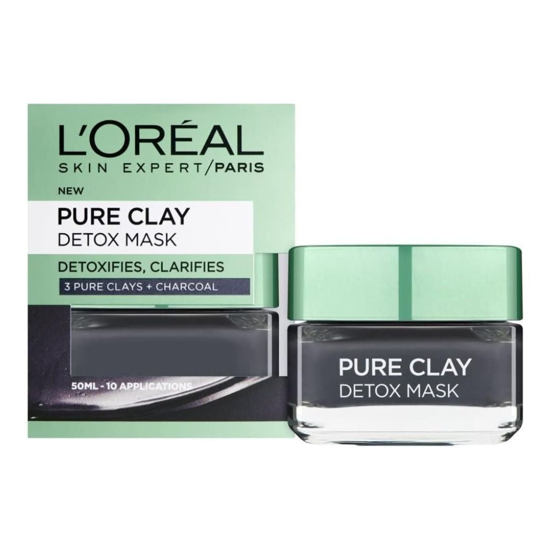 L'oreal Paris - Pure Clay Face Mask Detox - Black Charcoal - 50ml