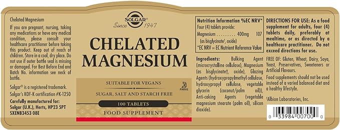 CHELATED MAGNESIUM - 100 TABLETS