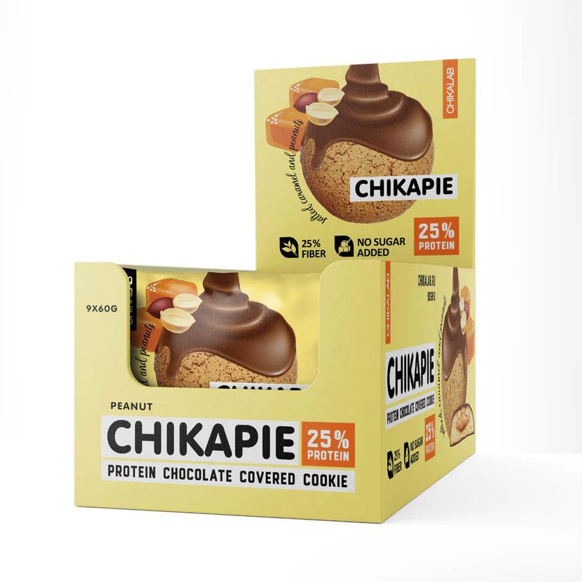 كوكيز بروتين مغطى بالشوكولاتة من CHIKAPIE 60 جرام (6 نكهات)