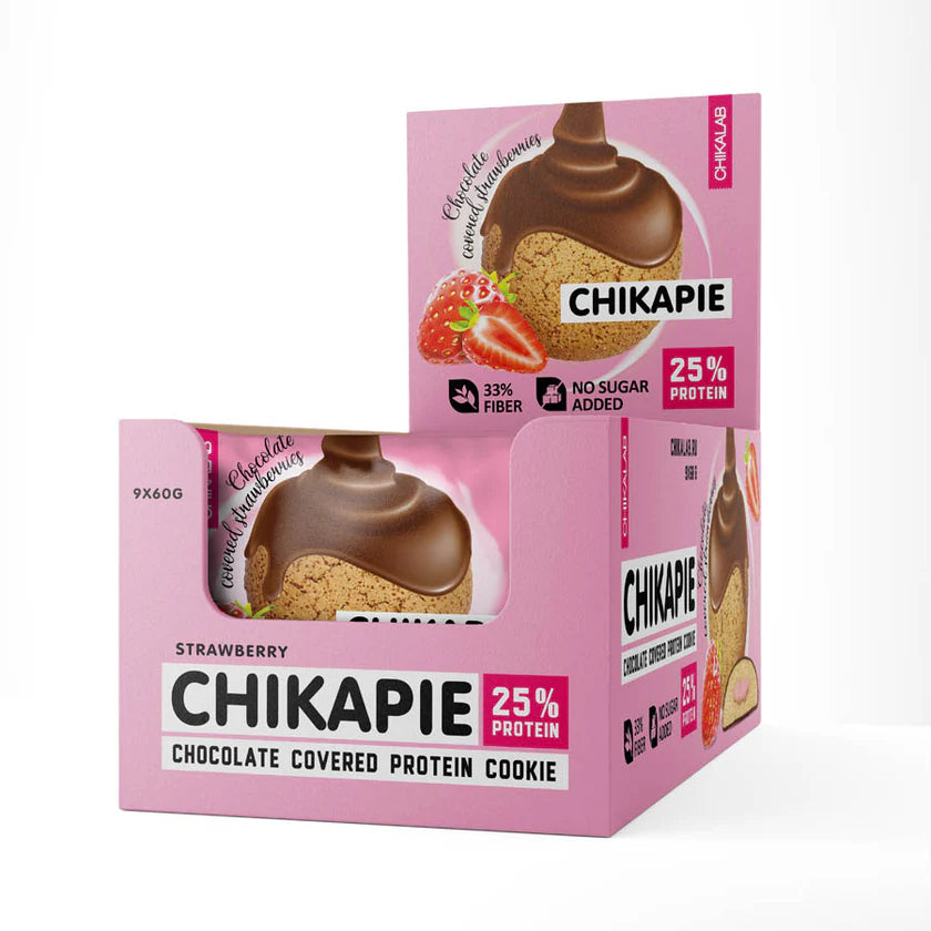 كوكيز بروتين مغطى بالشوكولاتة من CHIKAPIE 60 جرام (6 نكهات)