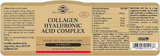 COLLAGEN HYALURONIC ACID COMPLEX - 30 TABLETS