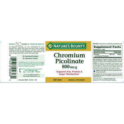 Chromium Picolinate 800 mcg - 50 Tablets