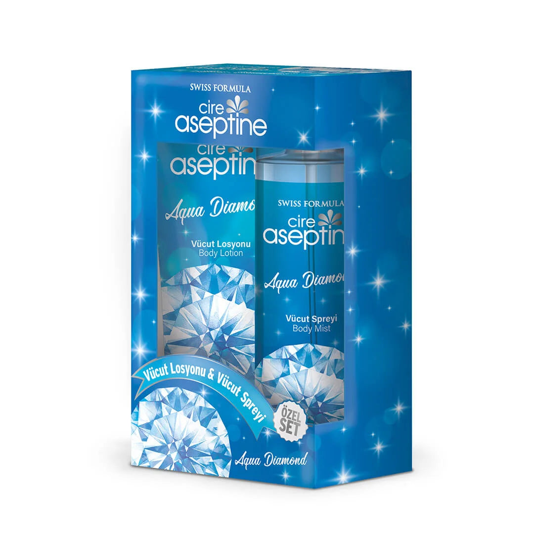 مجموعة لوشن الجسم Cire Aseptine Aqua Diamond 200 مل ورذاذ الجسم 200 مل