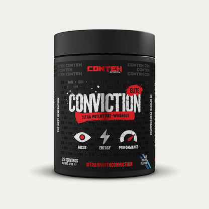 CONVICTION ELITE® PRE-WORKOUT (نكهتان) 375 جرامًا | 25 وجبة