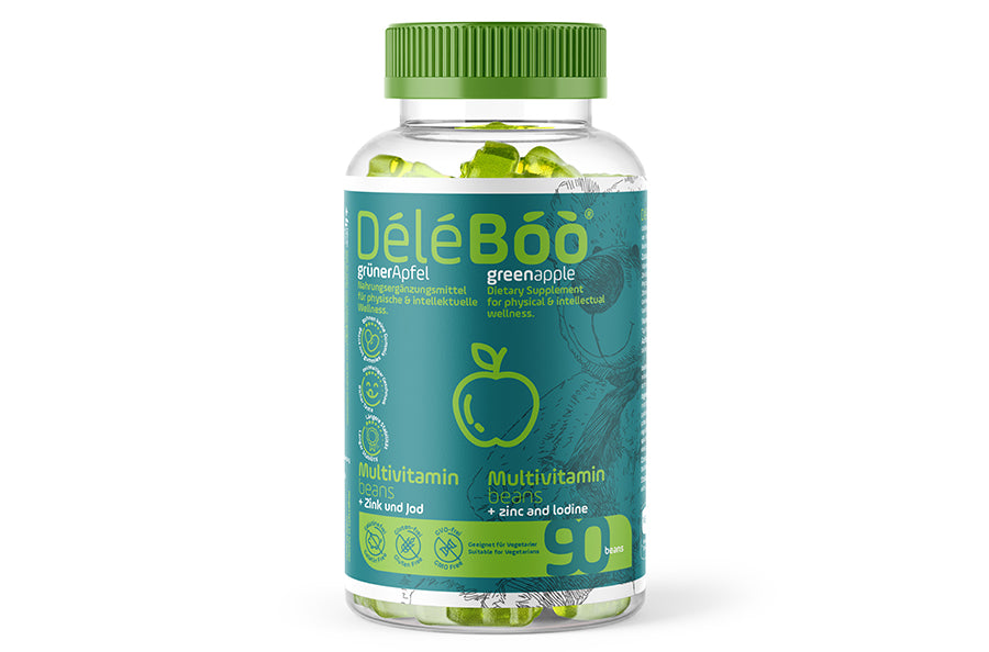 ديليبو® الفاصوليا (التفاح الأخضر) متعددة الفيتامينات مع الزنك واليود - 90 علكة