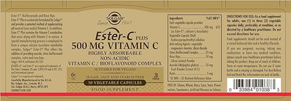 ESTER-C® PLUS 500 مجم فيتامين C - 50 كبسولة نباتية (ESTER-C® ASCORBATE COMPLEX)
