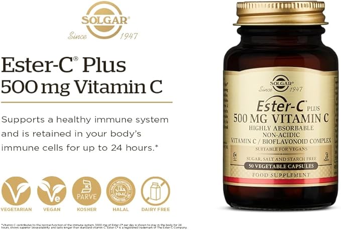 ESTER-C® PLUS 500 مجم فيتامين C - 50 كبسولة نباتية (ESTER-C® ASCORBATE COMPLEX)