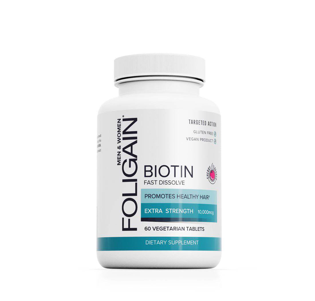 FOLIGAIN Biotin Supplement For Healthier-Looking Hair (Fast Dissolve) - 60 Tablets