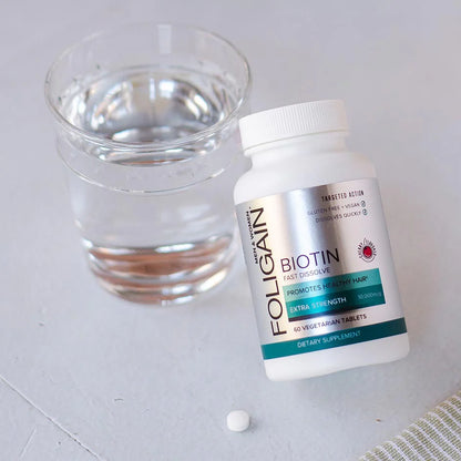 FOLIGAIN Biotin Supplement For Healthier-Looking Hair (Fast Dissolve) - 60 Tablets