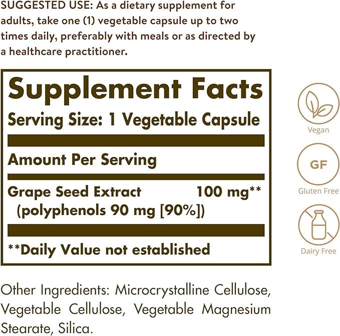 GRAPE SEED EXTRACT 100 MG VEGETABLE - 100 CAPSULES