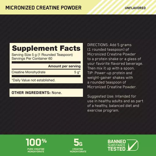 Micronized Creatine Powder - Unflavored - 60 Servings