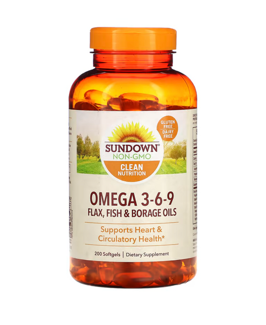Omega 3-6-9 Flax, Fish & Borage Oils - 200 Softgels
