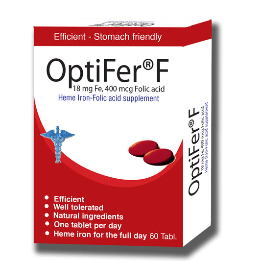 OPTIFER F (18mg IRON + 400mg FOLIC ACID) - 60 Tablets