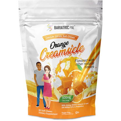 Sugar-Free Calcium Citrate  500mg with Probiotics - Orange Creamsicle - 90 Soft Chews