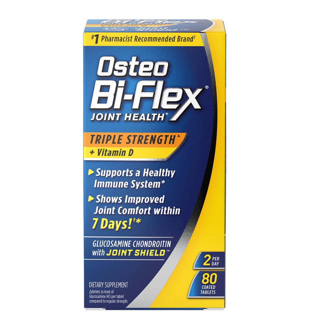 Osteo Bi-Flex Triple Strength (فيتامين د، الجلوكوزامين، الكوندرويتين) مكمل صحي للمفاصل - 80 قرصًا مغلفًا