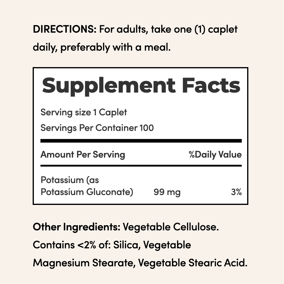 Potassium Gluconate 99 mg - 100 Caplets