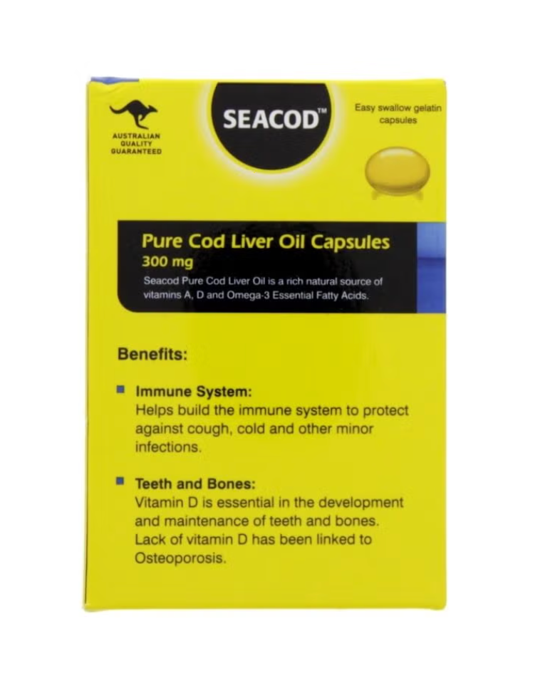 Seacod Pure Cod Lever Oil 300mg 100 Capsules