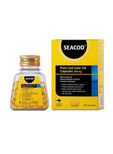 Seacod Pure Cod Liver Oil Capsule, 300 Mg 500's