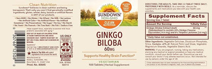 Ginkgo Biloba Standardized Extract 60 mg - 100 Tablets