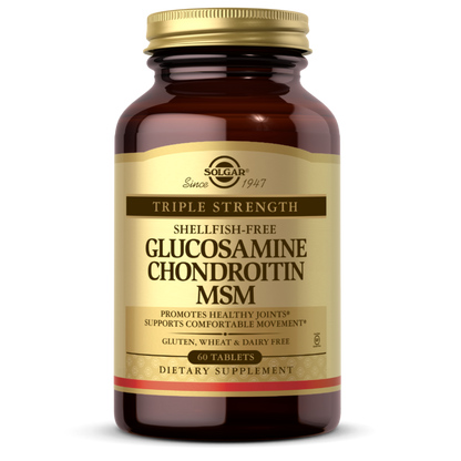 الجلوكوزامين كوندرويتين MSM ذو القوة الثلاثية (خالي من المحار) - 60 قرصًا
