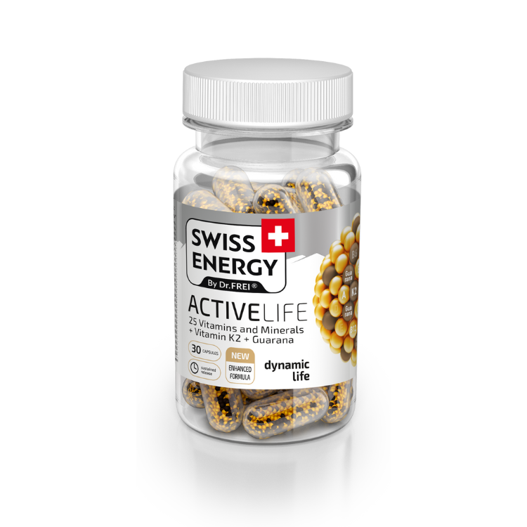 ACTIVELIFE (25 فيتامين ومعادن + فيتامين K2 + غوارانا) - 30 كبسولة ذات إطلاق مستدام