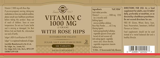 VITAMIN C 1000 MG WITH ROSE HIPS - 100 TABLETS