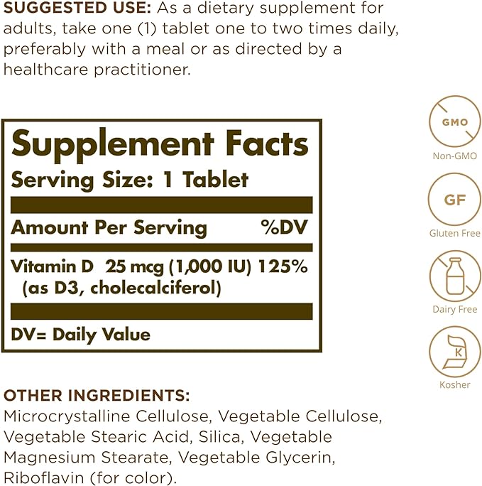 VITAMIN D3 (CHOLECALCIFEROL) 25 MCG (1000 IU) - 90 TABLETS