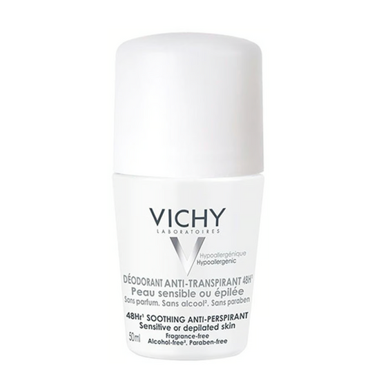 Vichy 48Hr Soothing Anti-Perspirant Roll-On for Sensitive or Depilated Skin- 50ml