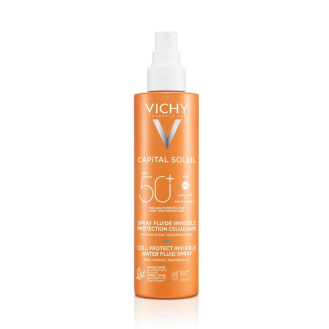 Vichy CAPITAL SOLEIL  CELL PROTECT INVISIBLE WATER FLUID SPRAY Spf50+ Uv Protection 200ml