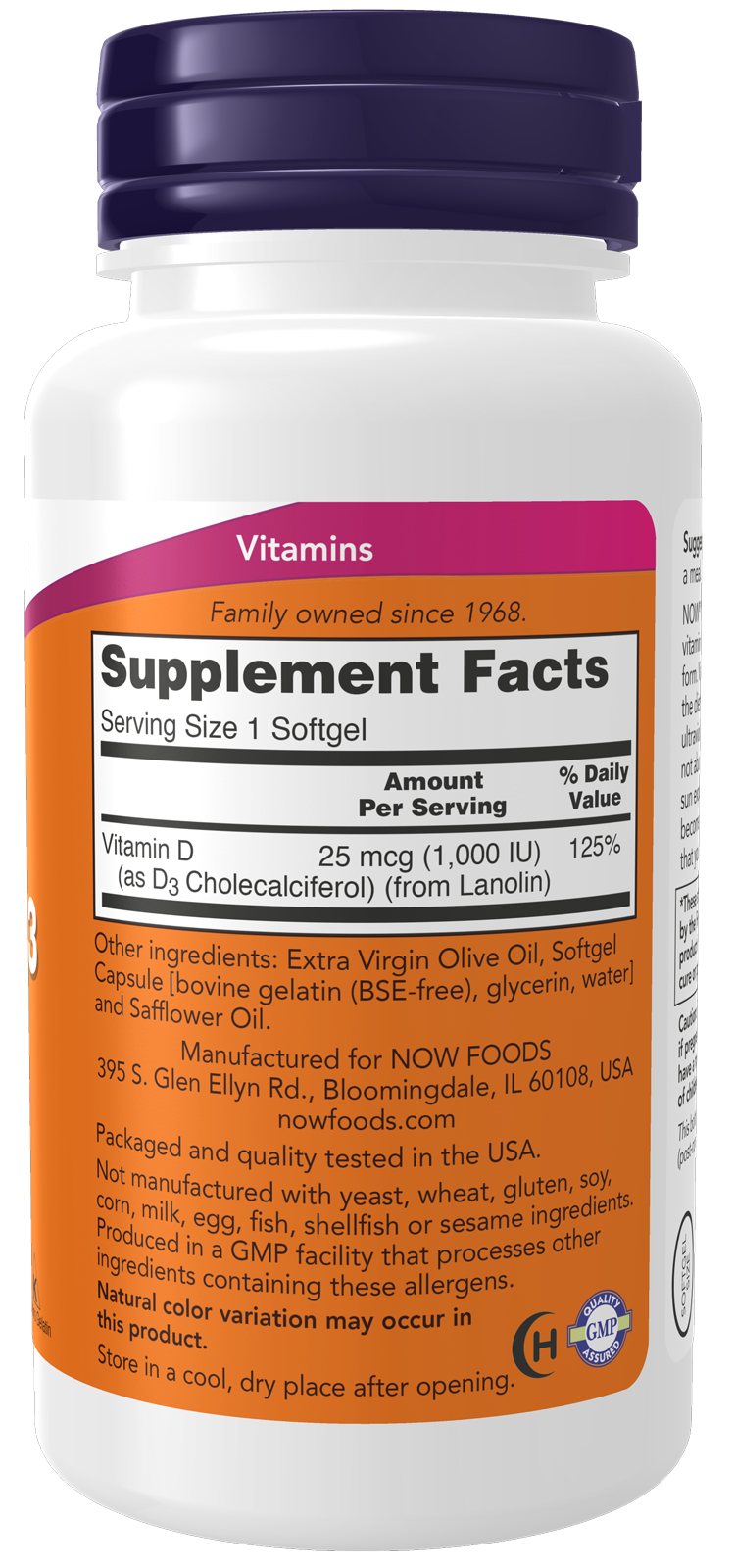 Vitamin D-3 1000 IU - 180 Softgels