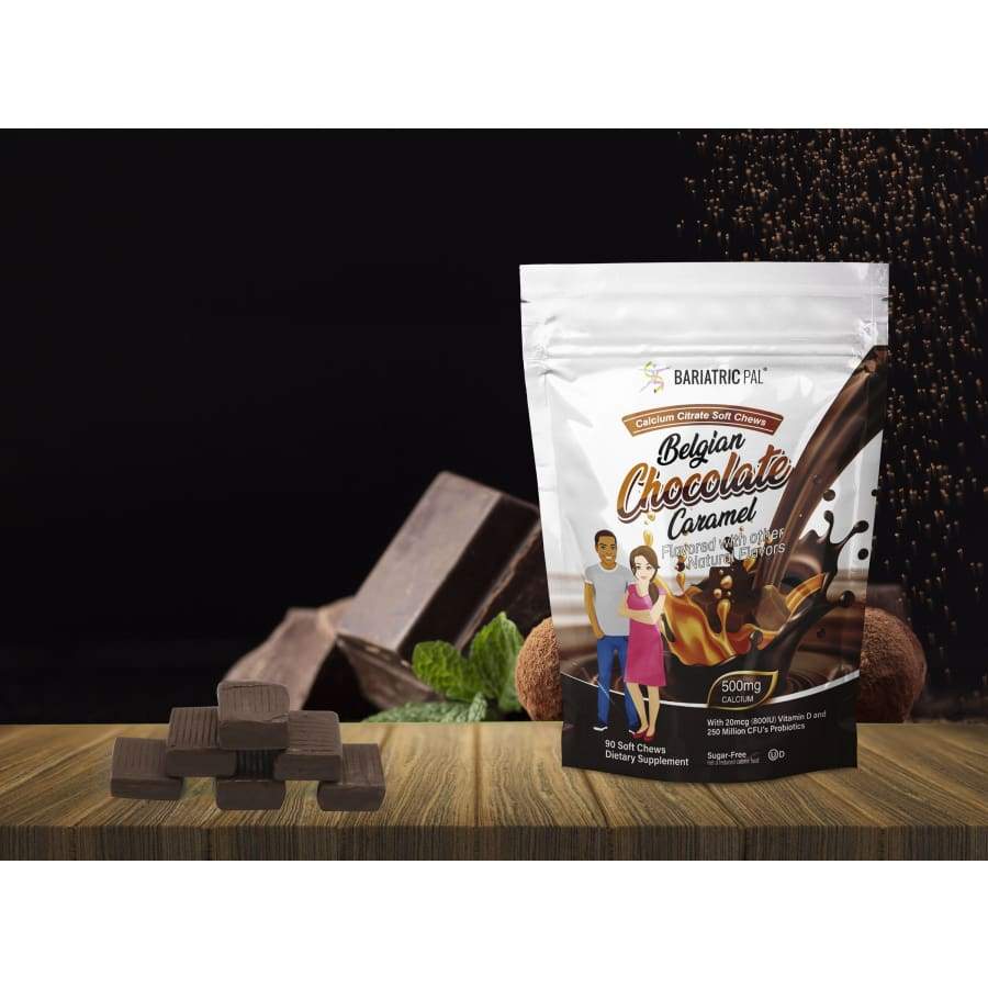 Sugar-Free Calcium Citrate 500mg with Probiotics - Belgian Chocolate Caramel - 90 Soft Chews
