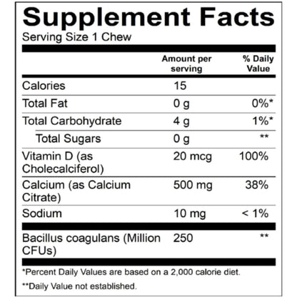 Sugar-Free Calcium Citrate 500mg with Probiotics - French Vanilla Caramel - 90  Soft Chews