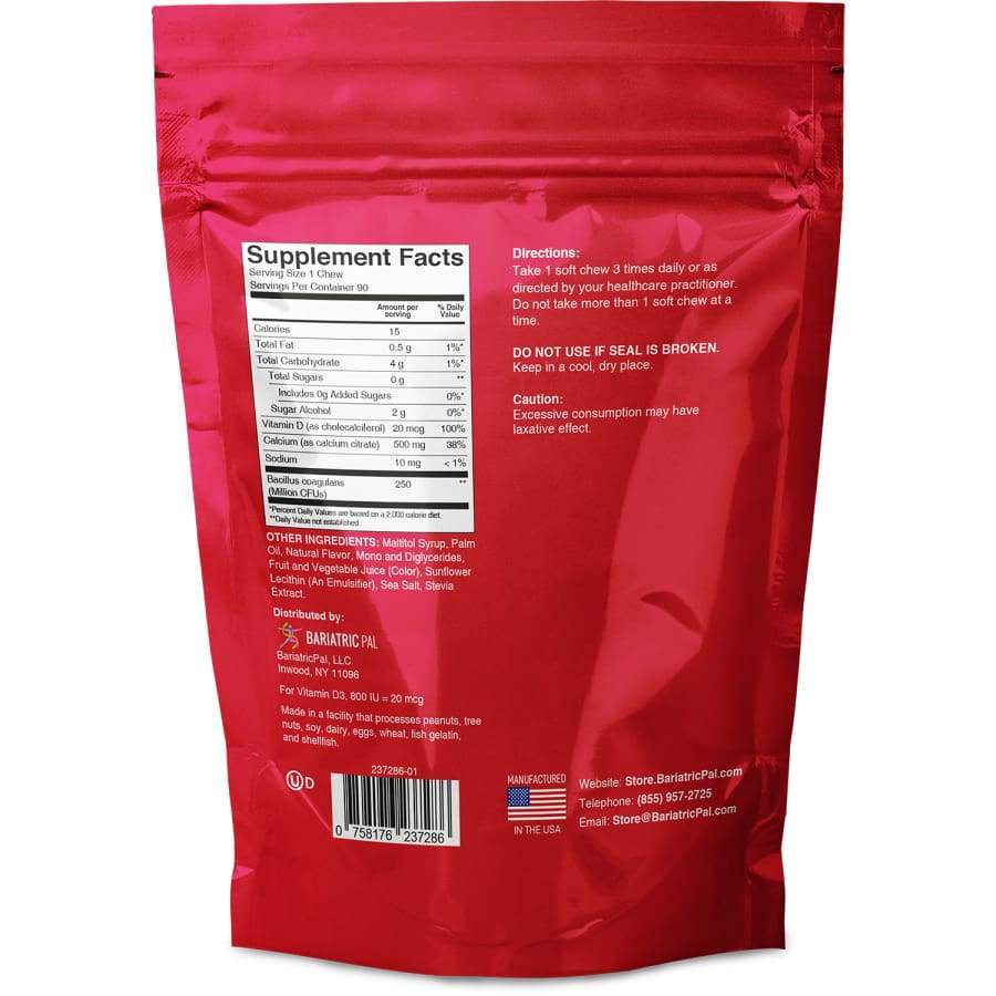 Sugar-Free Calcium Citrate 500mg with Probiotics - Strawberry Watermelon Twist - 90  Soft Chews