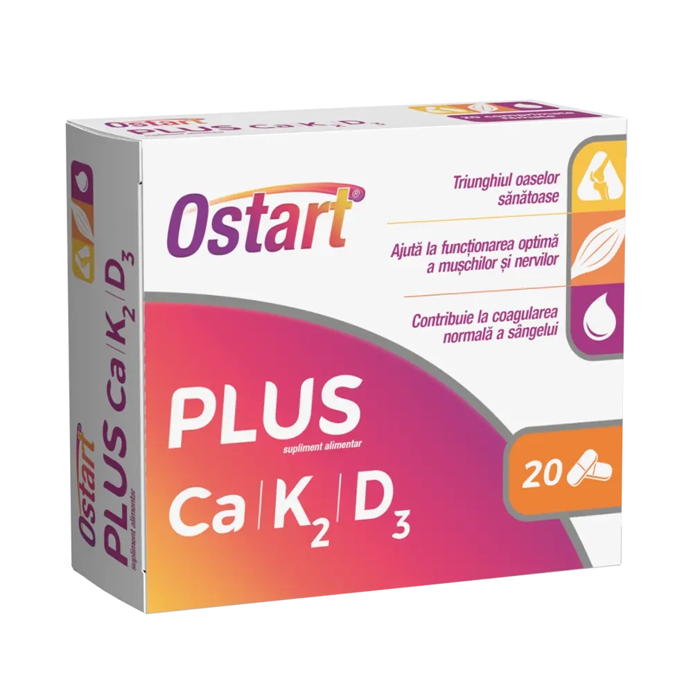 Ostart Plus Ca + K2 + D3 - 20 film-coated tablets