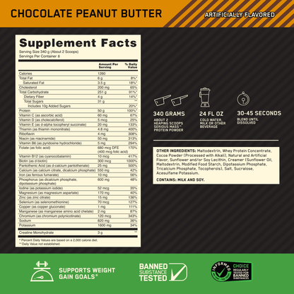 Serious Mass - Chocolate Peanut Butter - 16 Servings